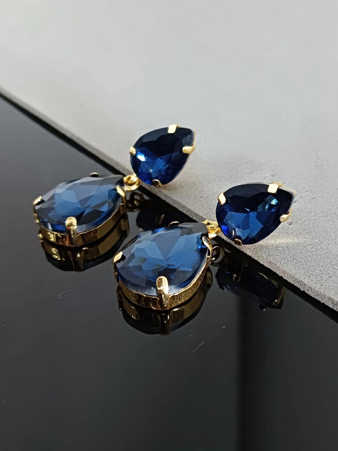 

Efulgenz Gold-Plated Crystals Studded Contemporary Drop Earrings