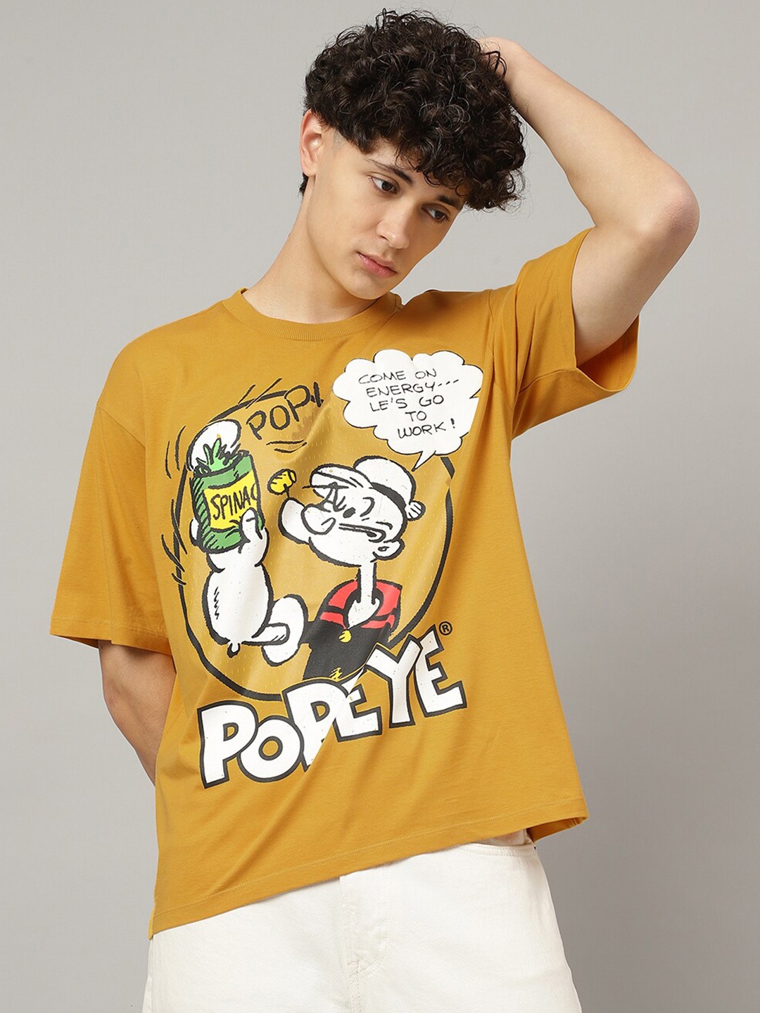 

Free Authority Popeye Printed Cotton Oversized T-shirt, Yellow