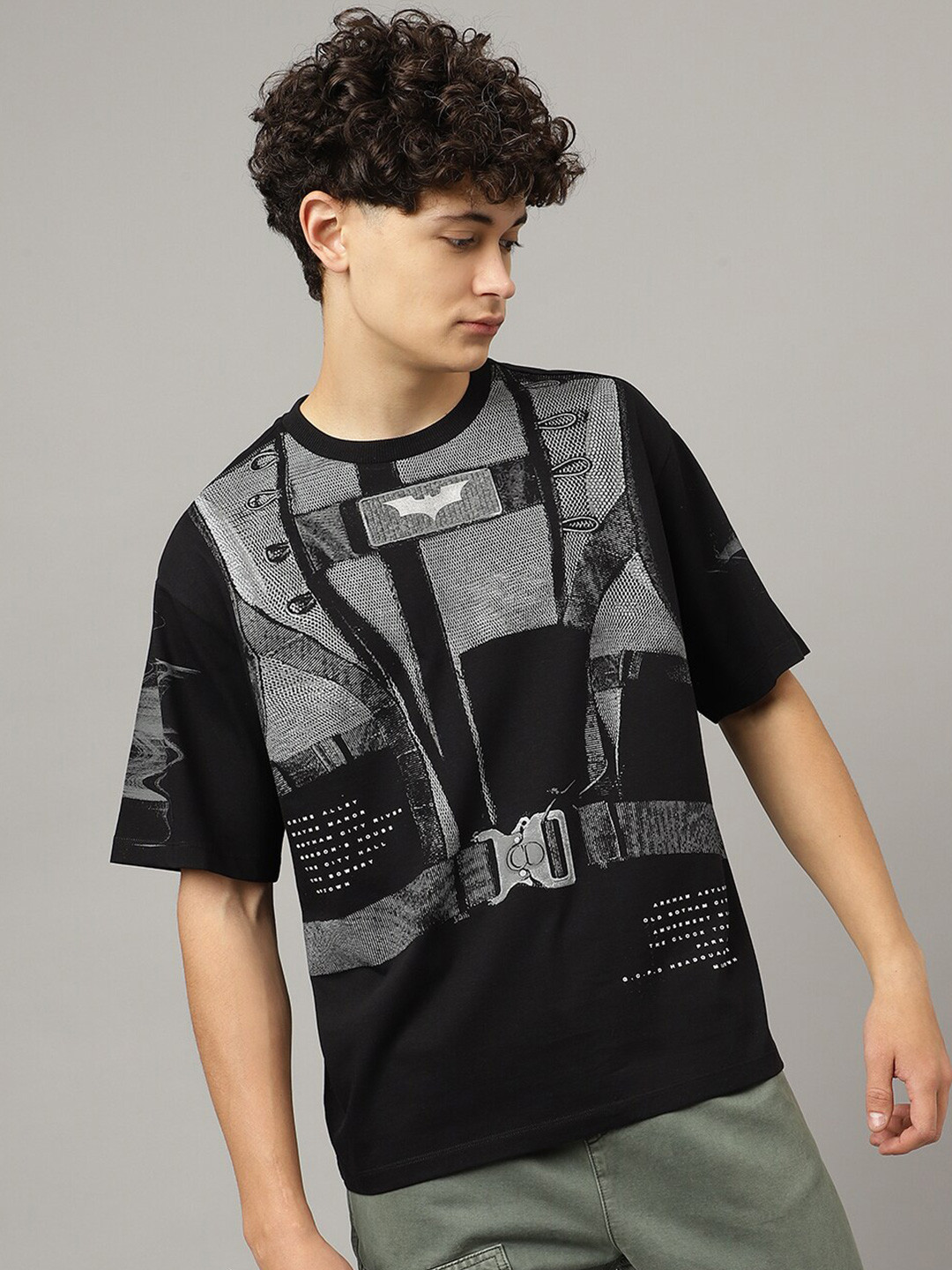 

Free Authority Batman Printed Loose Fit T shirt, Black