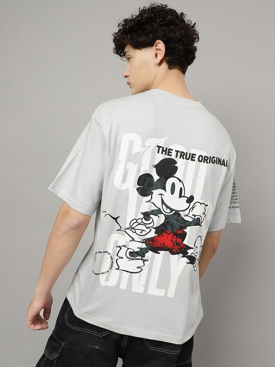

Free Authority Mickey & Friends Printed Loose Fit Cotton Casual T-shirts, Grey