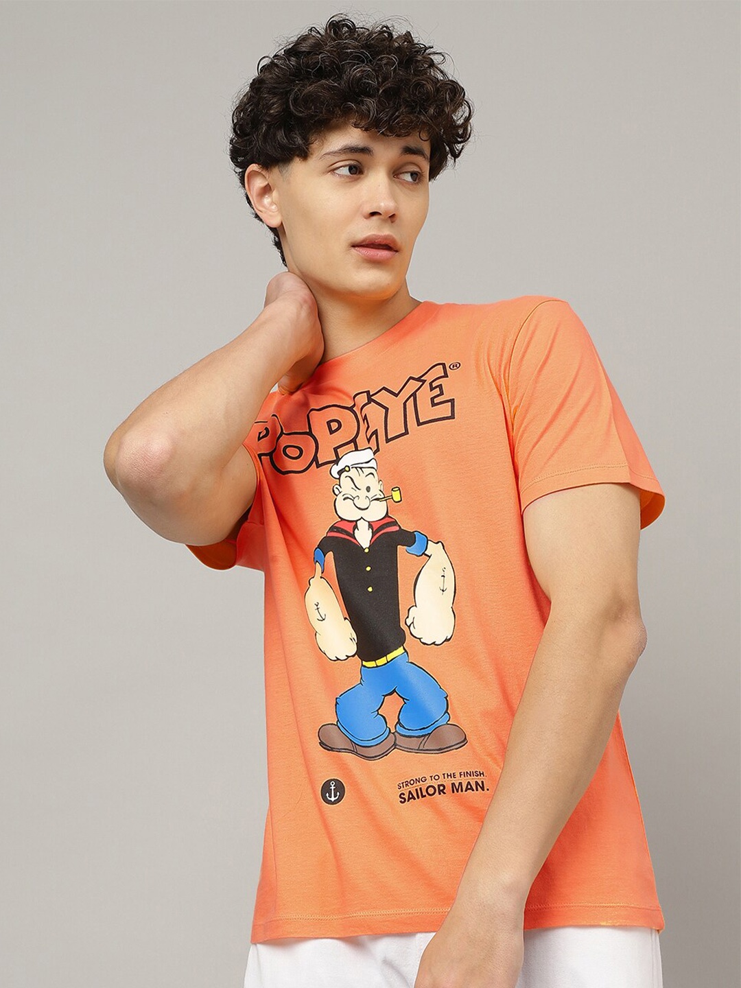 

Free Authority Men Round Neck Popeye Printed Tshirts, Orange