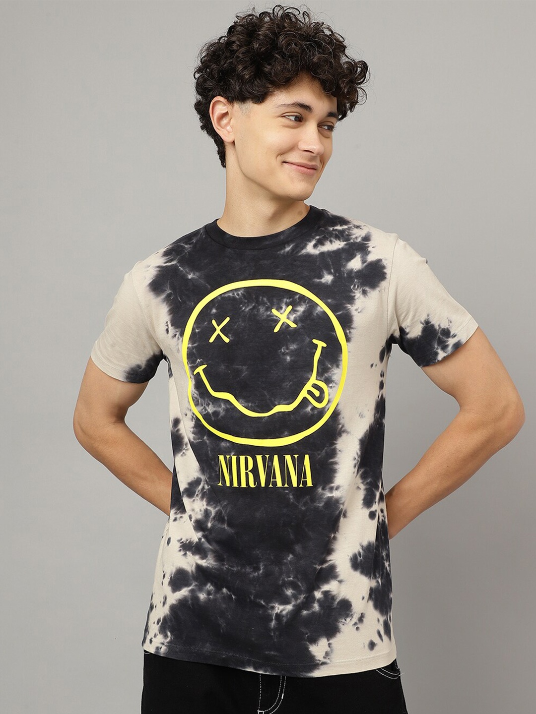 

Free Authority Nirvana Printed Regular Fit T-shirt, Black