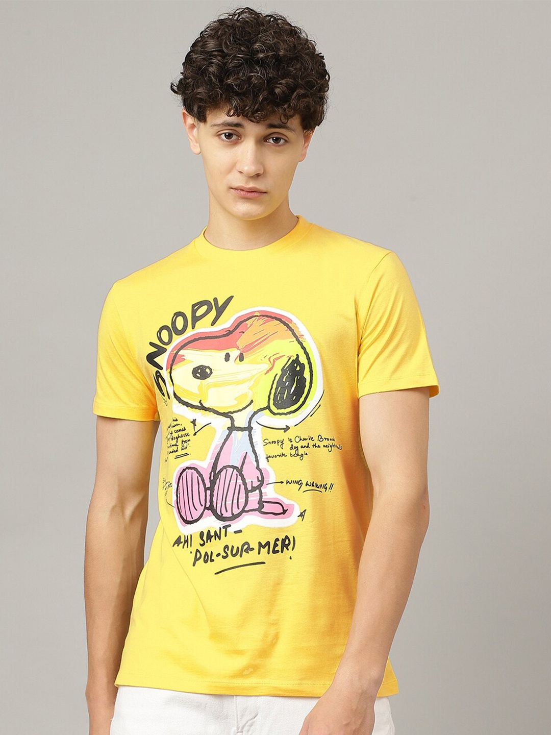 

Free Authority Peanuts Printed Regular Fit T-shirt, Yellow