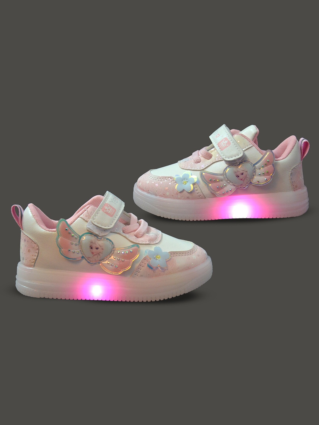 

FEETWELL SHOES Girls Elsa Printed LED Detail Sneakers, White