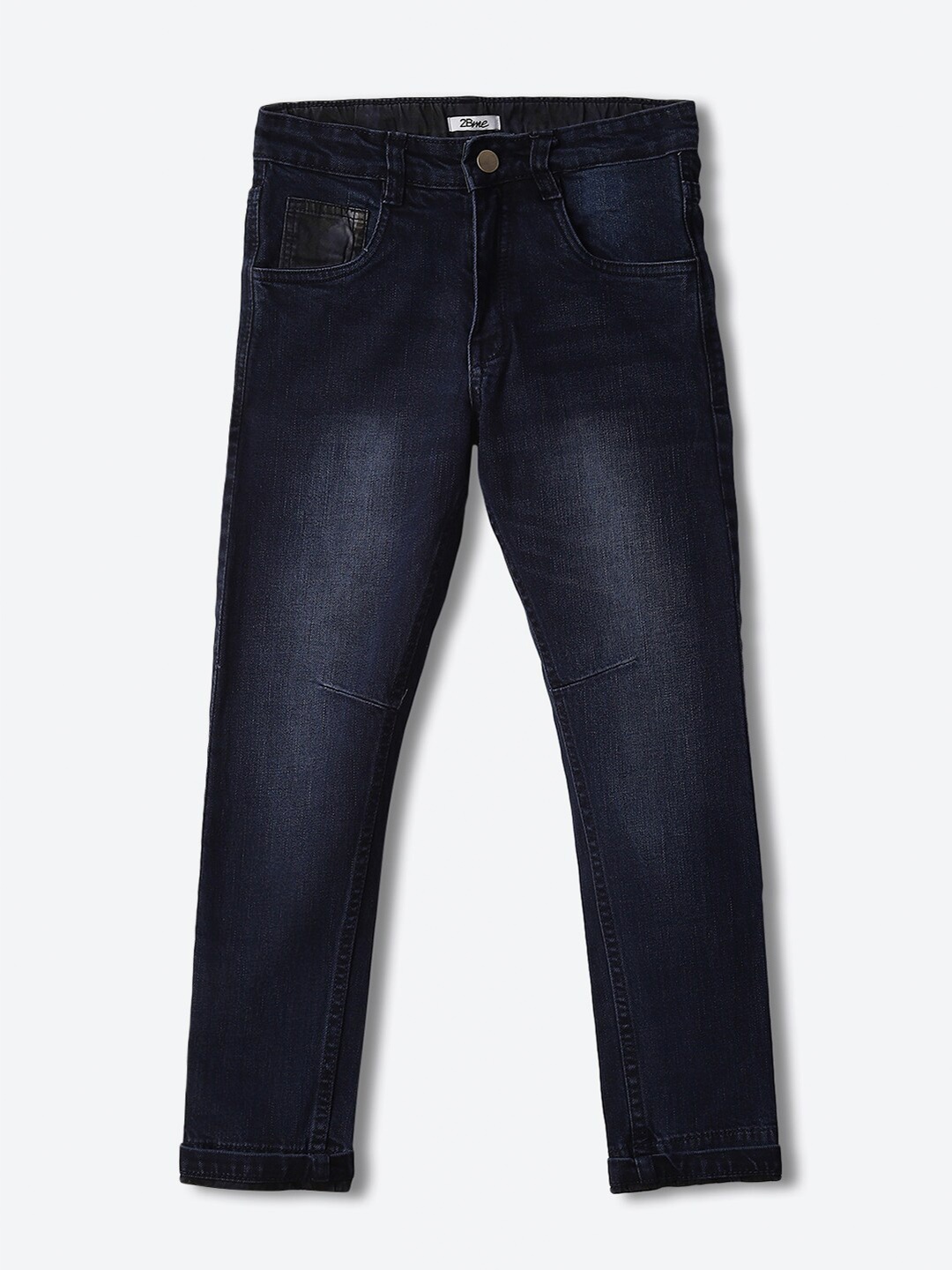 

2Bme Boys Mid-Rise Low Distress Light Fade Jeans, Navy blue