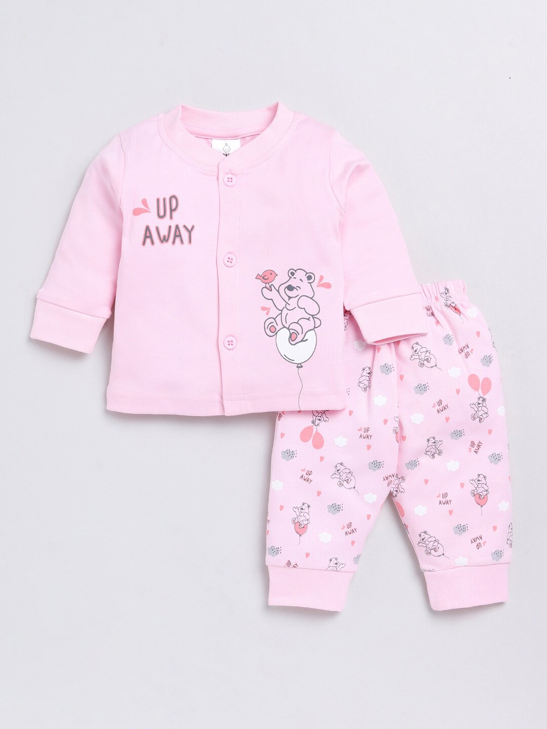 

Moms Love Infants Printed Organic Cotton Shirt with Trouser, Pink