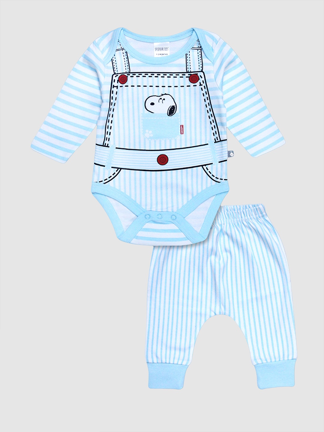 

Moms Love Infants Printed Pure Cotton Leotard & Joggers, Blue