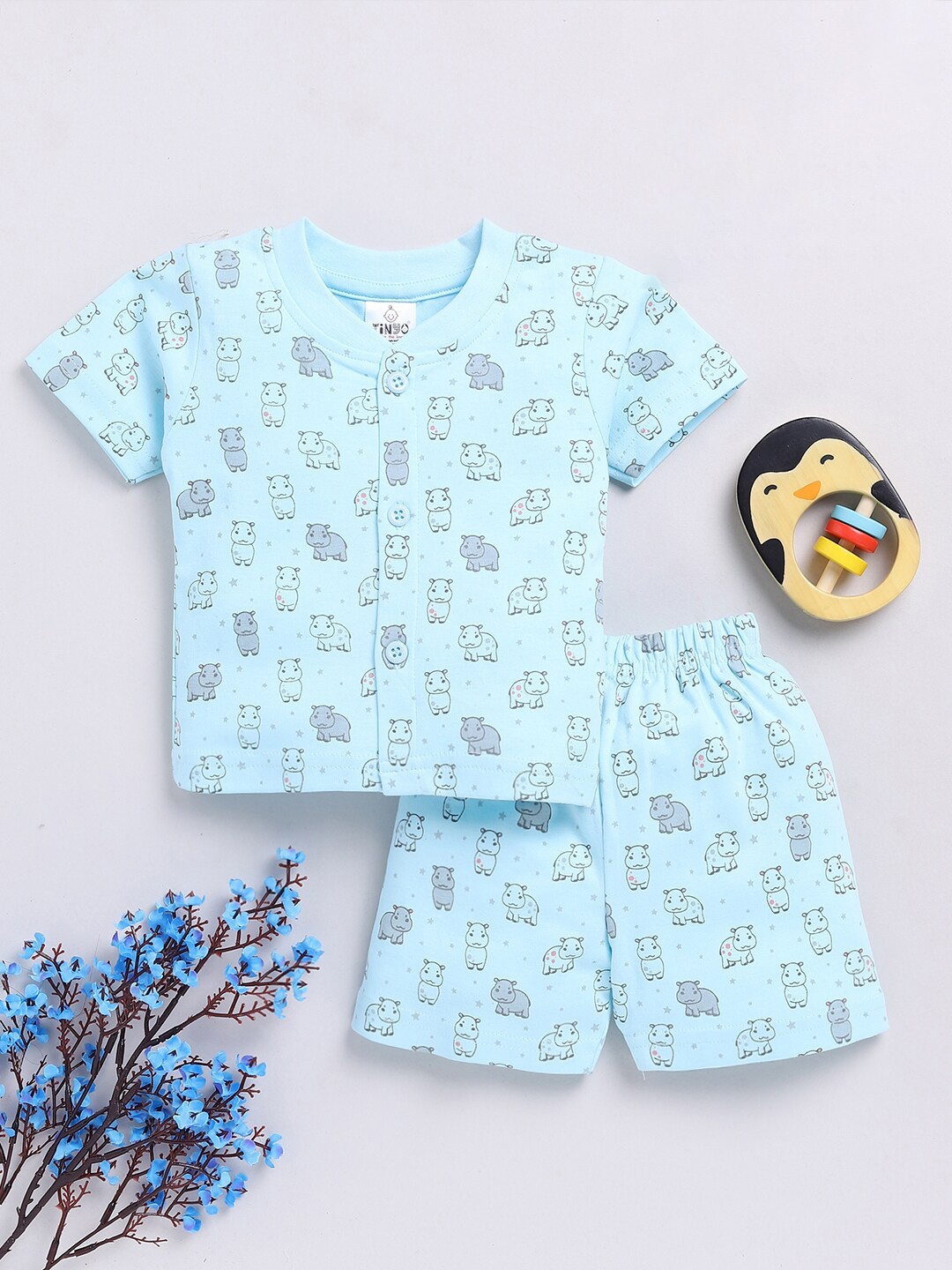 

Moms Love Infant Boys Printed Pure Cotton T-Shirt with Joggers, Blue