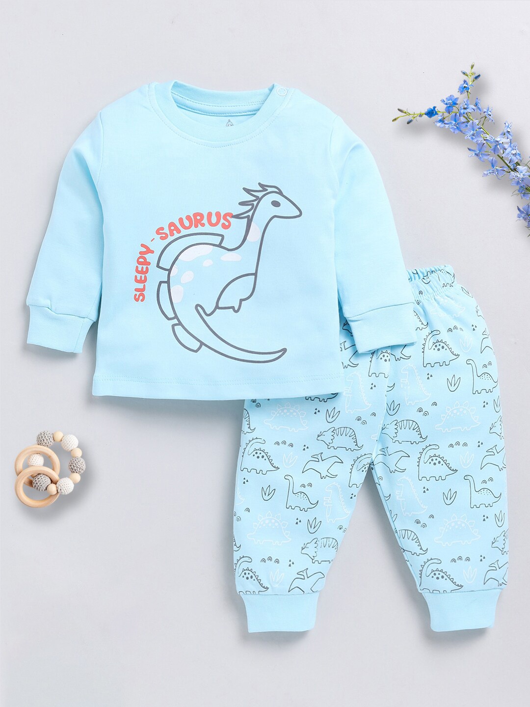

Moms Love Infant Boys Printed Organic Cotton T-shirt with Trouser, Blue