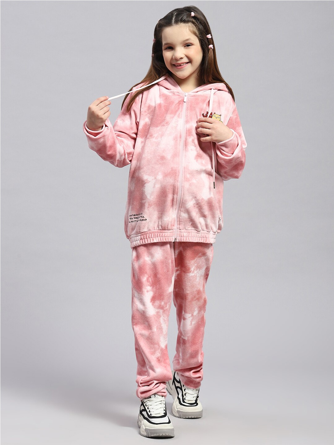 

Monte Carlo Girls Tie & Dye Sweatshirt with Track Pant, Pink
