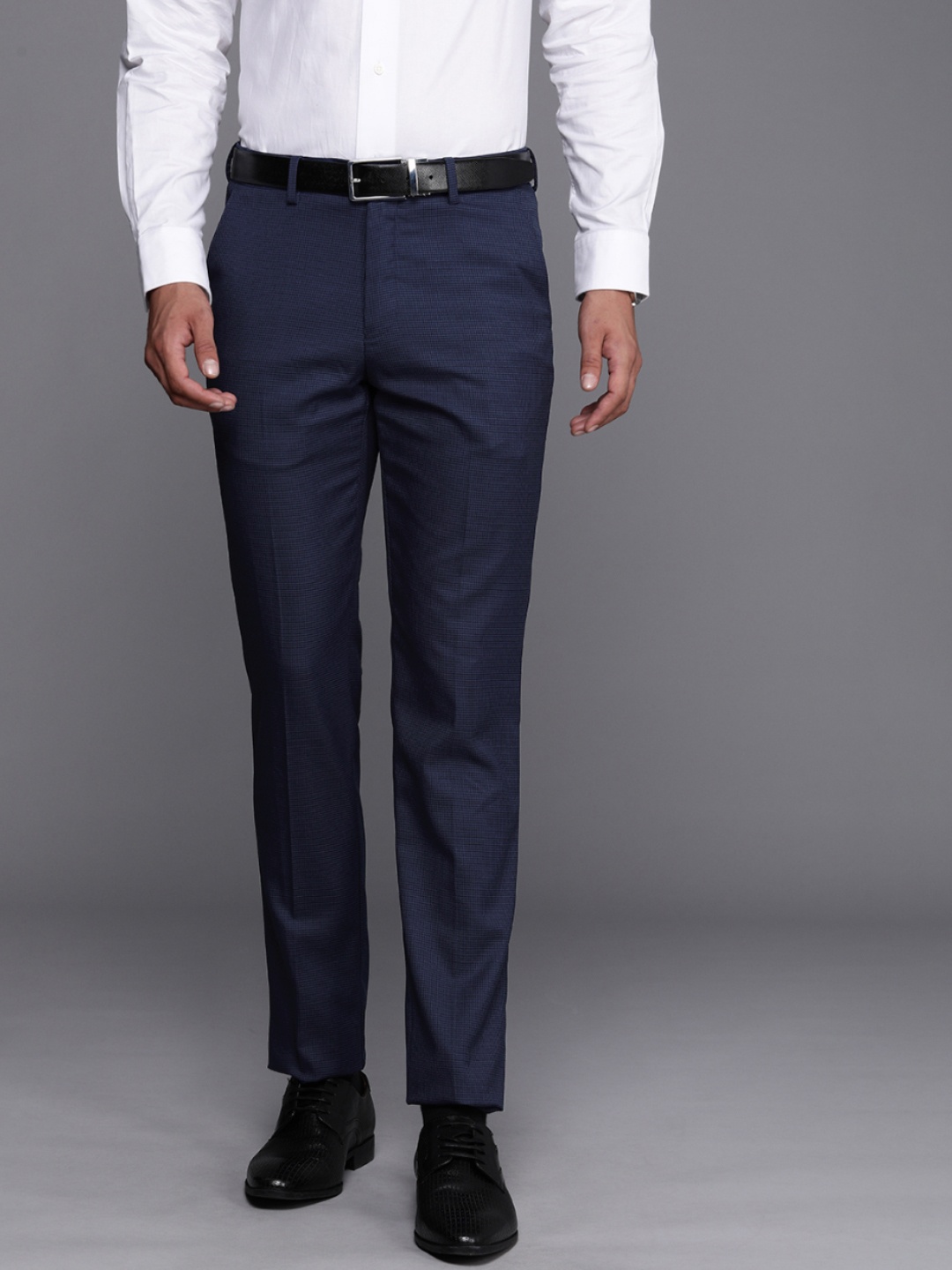 

Louis Philippe Men Super Slim Fit Trousers, Navy blue