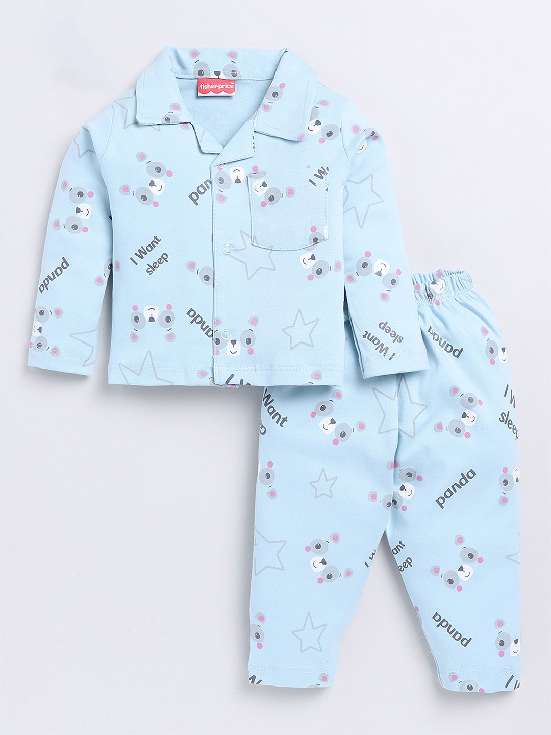 

Moms Love Infant Boys Printed Organic Cotton Night Suit, Turquoise blue