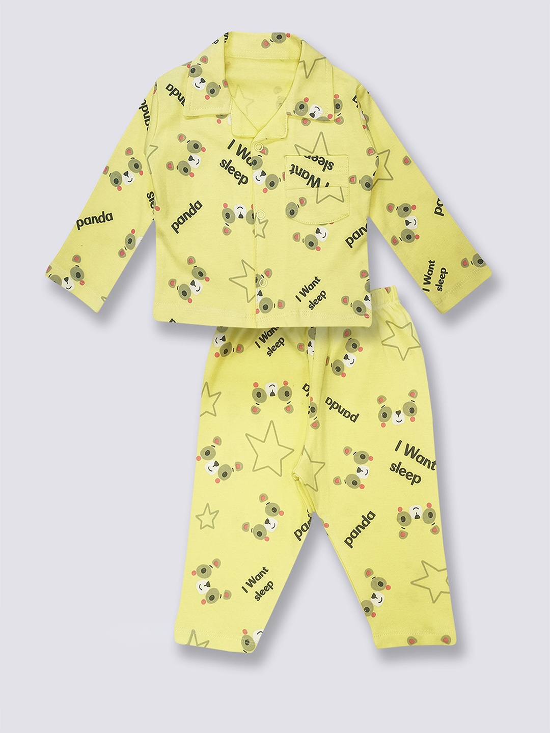 

Moms Love Boys Conversational Printed Organic Cotton Night suit, Yellow