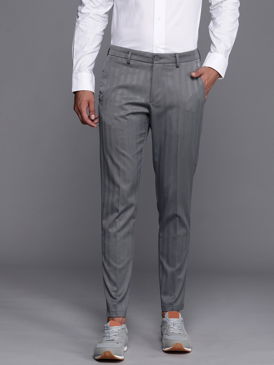 

Louis Philippe Ath.Work Men Comfort Tapered Fit Chinos, Grey