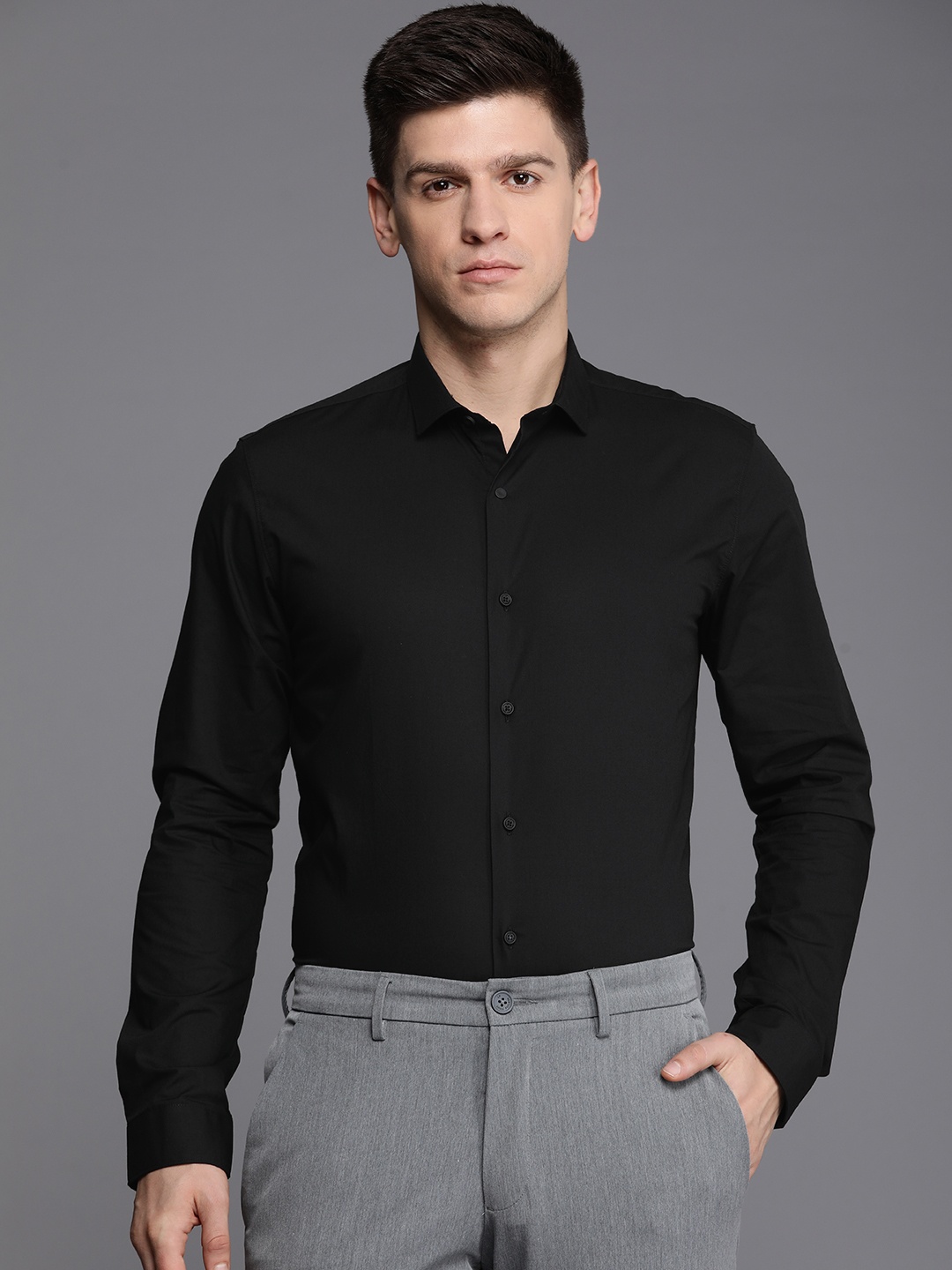 

Louis Philippe Ath.Work Super Slim Fit Semiformal Shirt, Black
