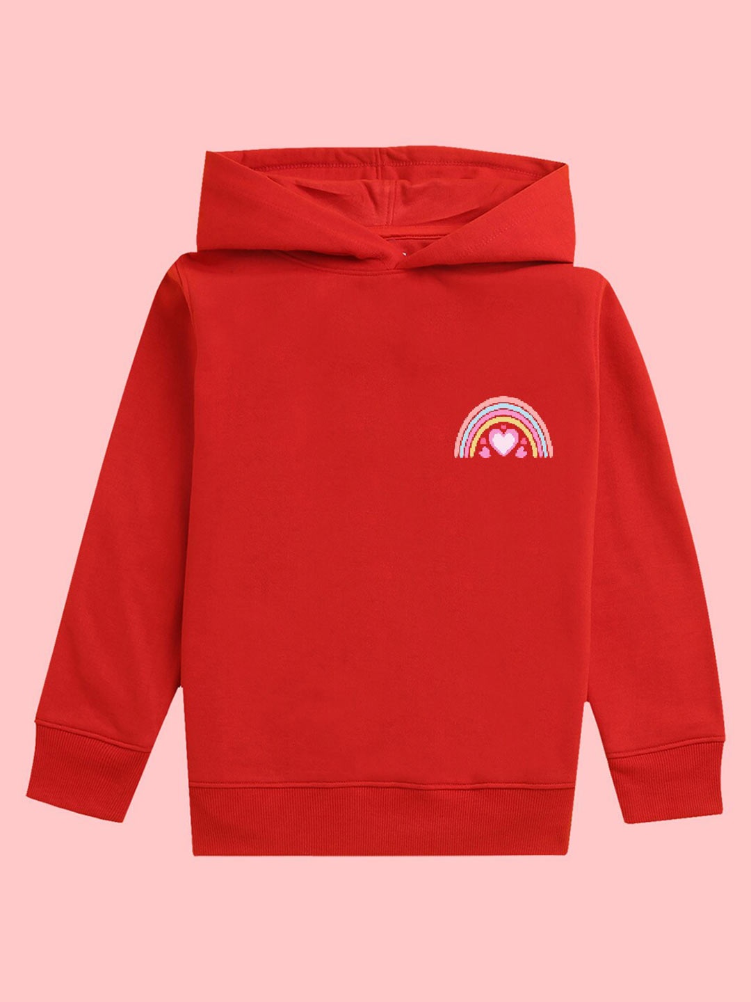 

BAESD Girls Graphic Printed Hooded Fleece Pullover, Red