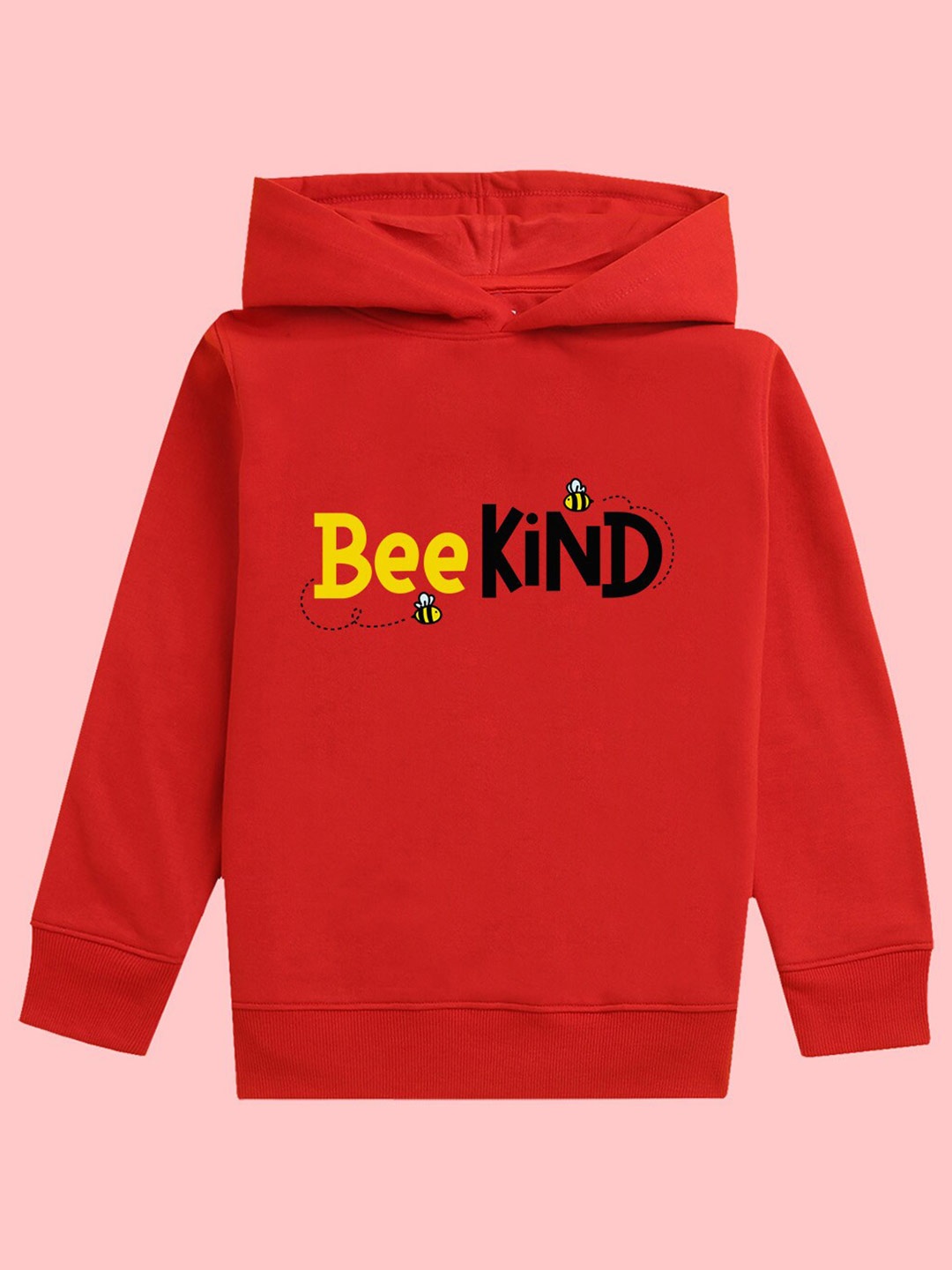 

BAESD Girls Typography Printed Hooded Fleece Pullover, Red