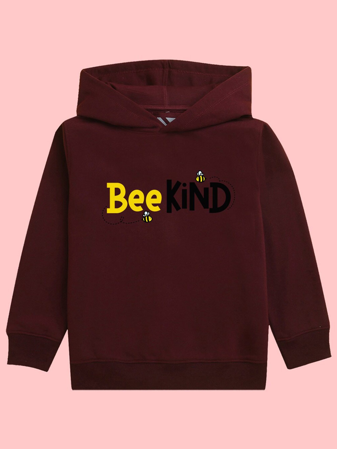 

BAESD Girls Typography Printed Hooded Fleece Pullover, Burgundy