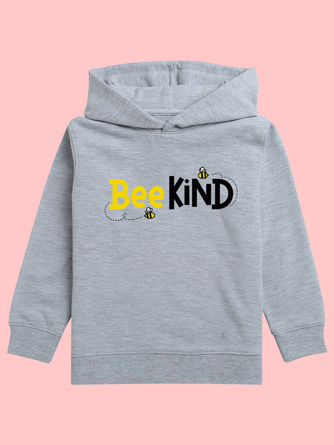 

BAESD Girls Typography Printed Hooded Fleece Pullover, Grey
