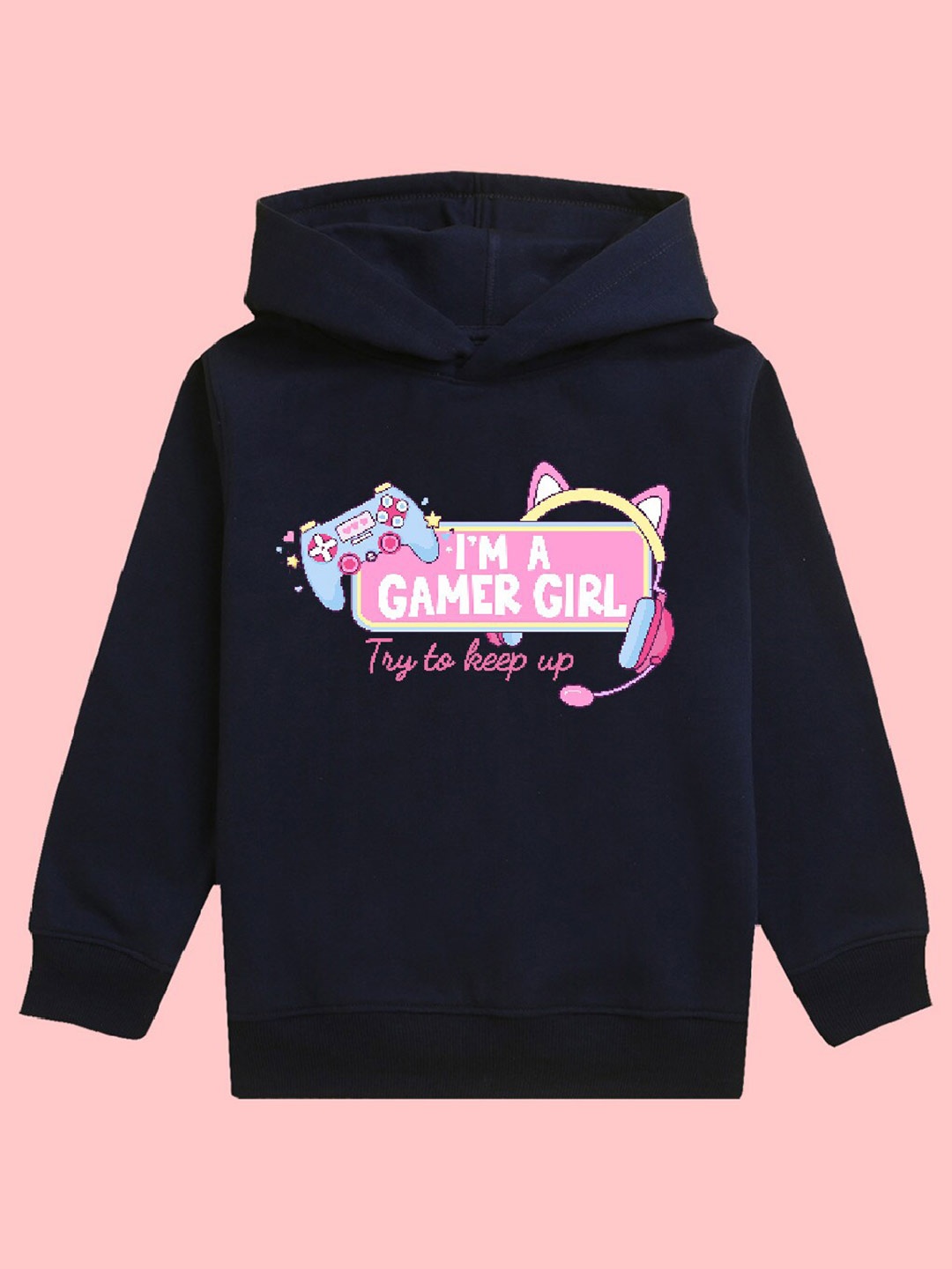 

BAESD Kids Graphic Printed Hooded Fleece Pullover, Navy blue