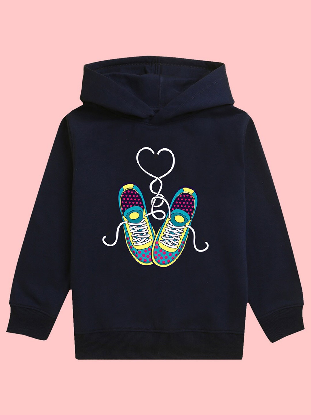 

BAESD Girls Shoes Printed Hooded Fleece Pullover, Navy blue