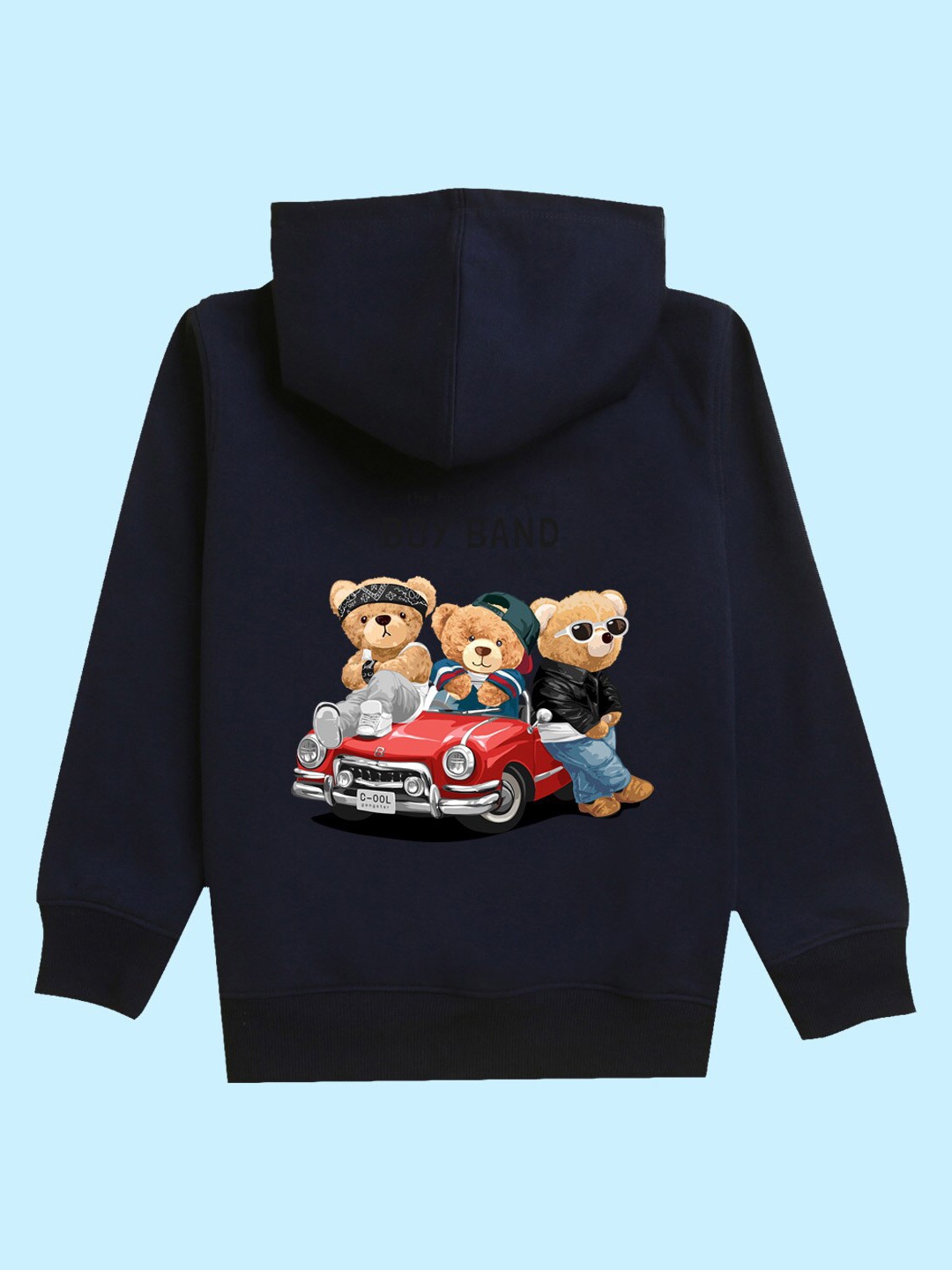 

BAESD Kids Teddy Bear Printed Hooded Fleece Pullover, Navy blue