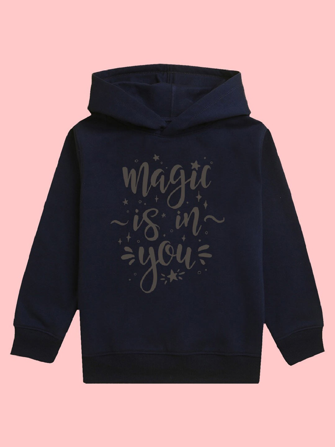 

BAESD Girls Typography Printed Fleece Hooded Pullover Sweatshirt, Navy blue