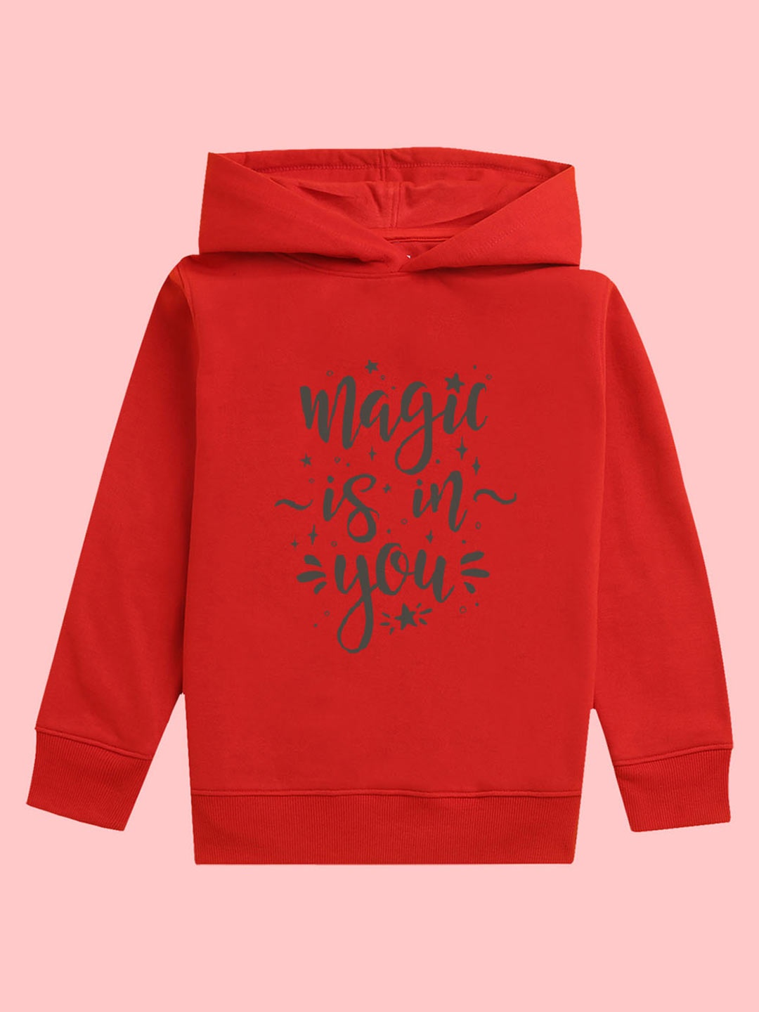 

BAESD Kids Typography Printed Hooded Fleece Sweatshirt, Red