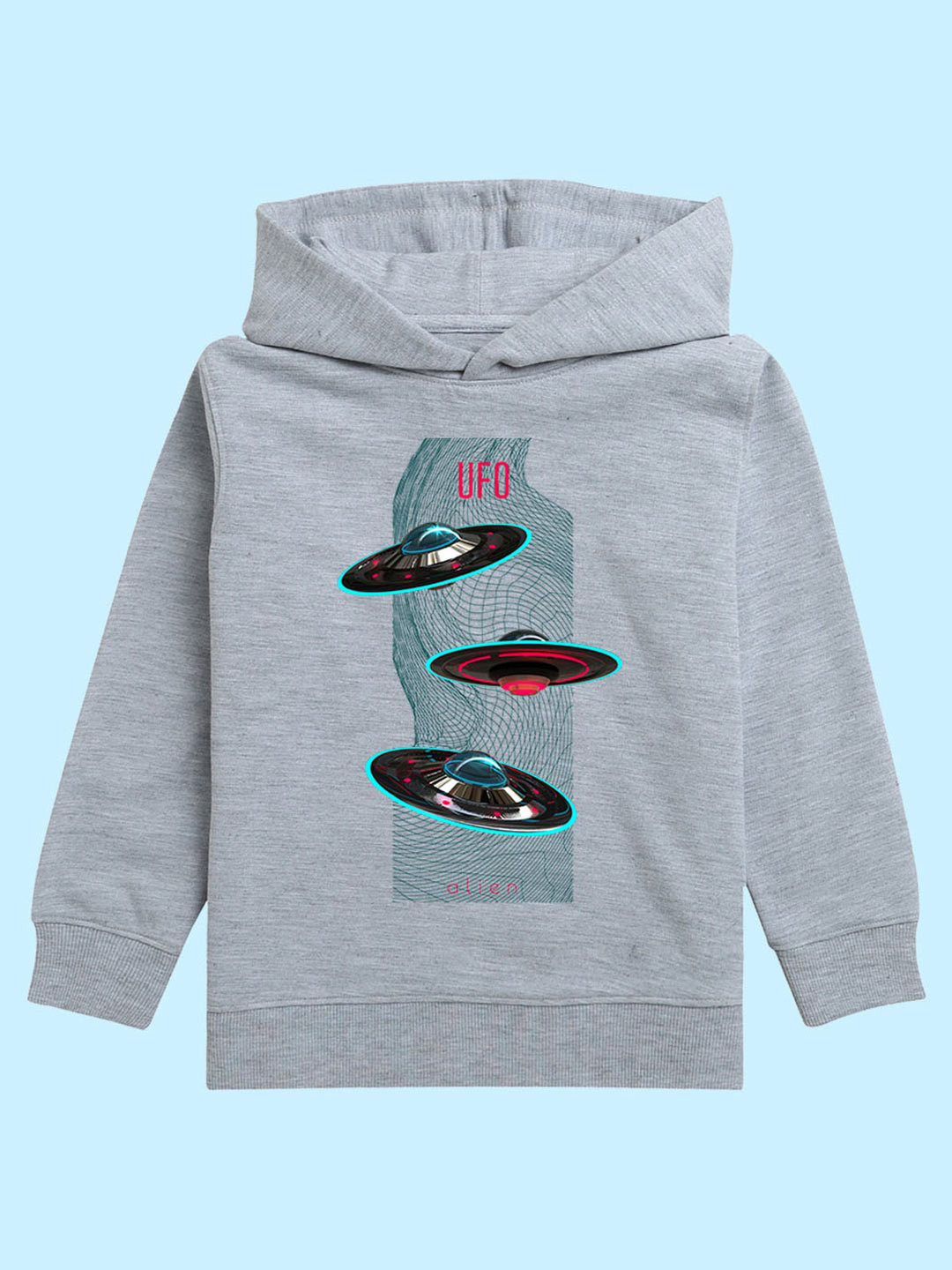 

BAESD Kids Graphic Printed Hooded Fleece Pullover, Grey