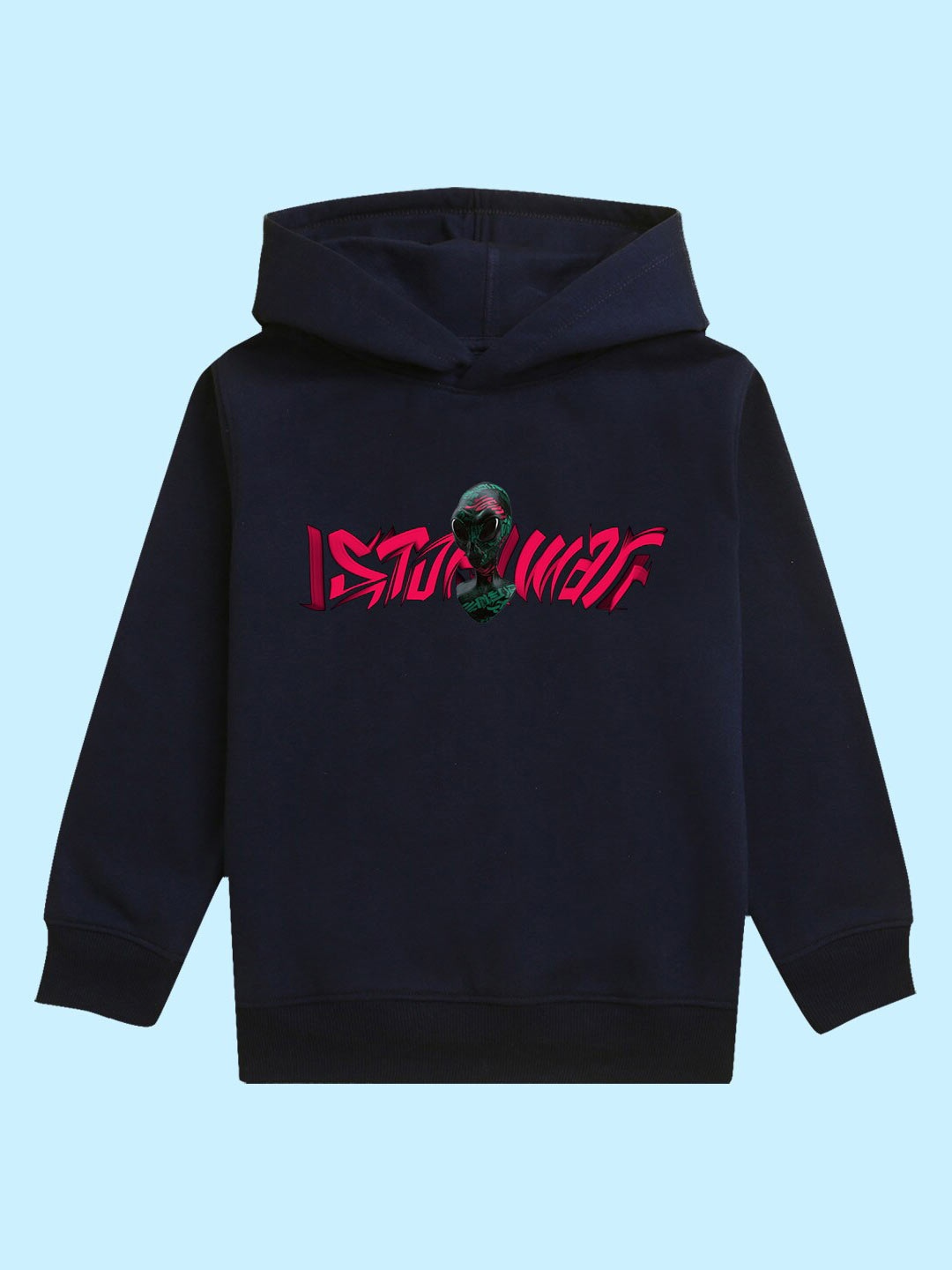 

BAESD Kids Typography Printed Hooded Fleece Sweatshirt, Navy blue