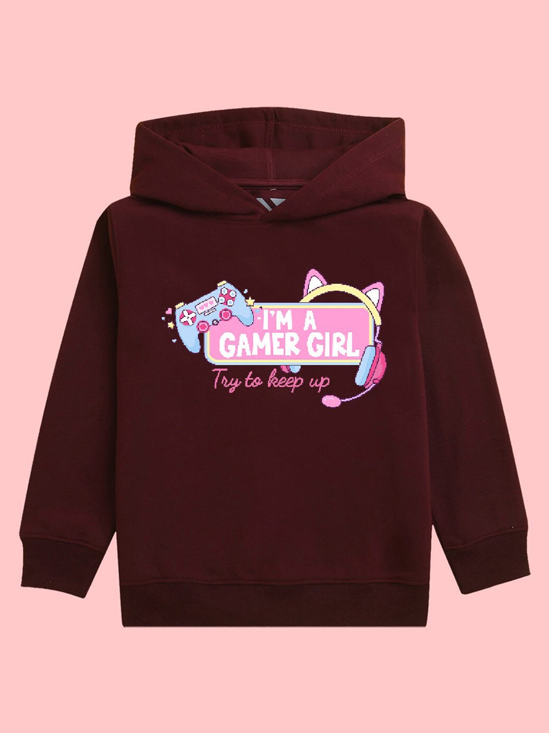 

BAESD Kids Printed Hooded Fleece Pullover, Burgundy