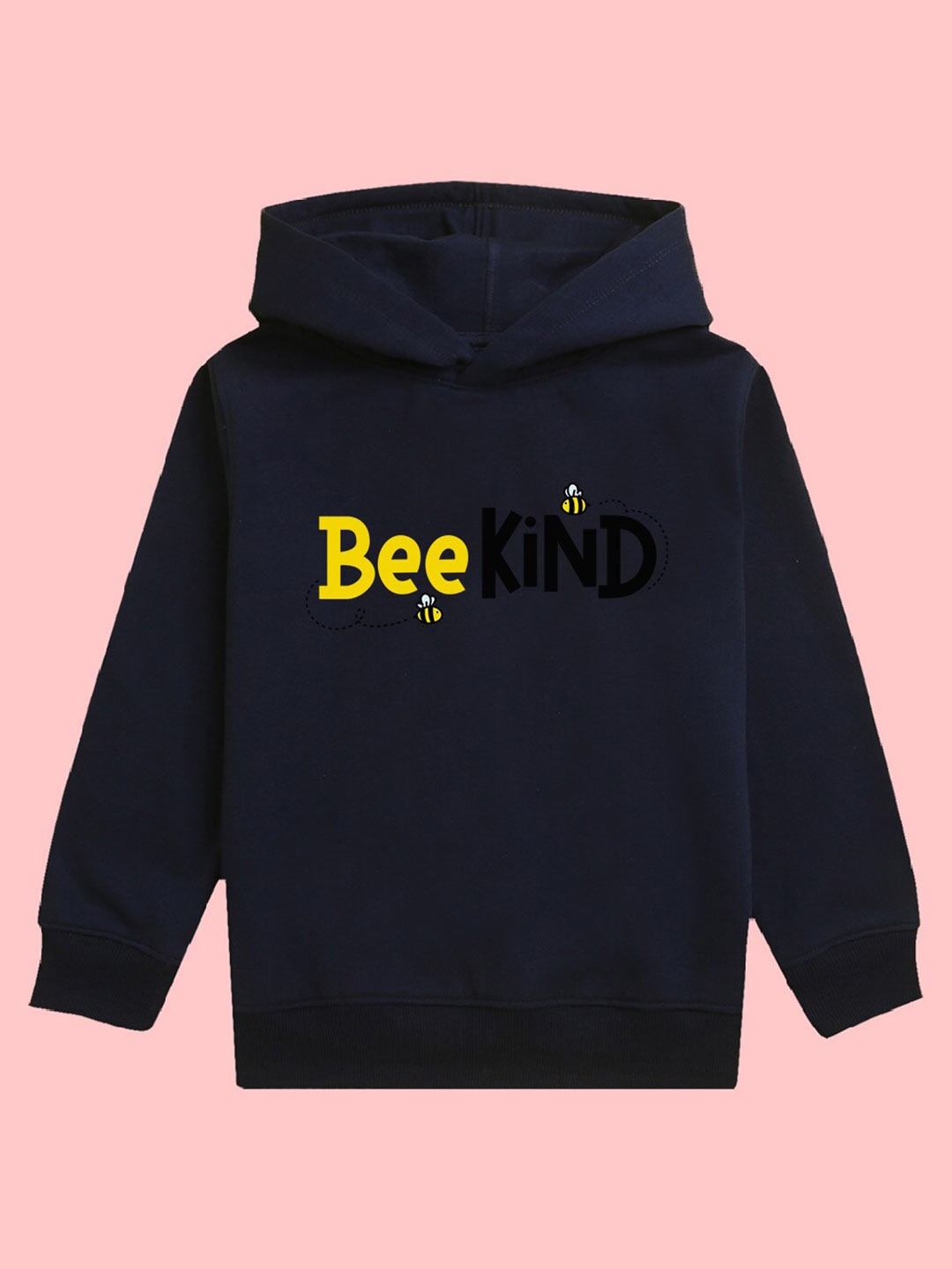 

BAESD Kids Typography Printed Hooded Fleece Sweatshirt, Navy blue