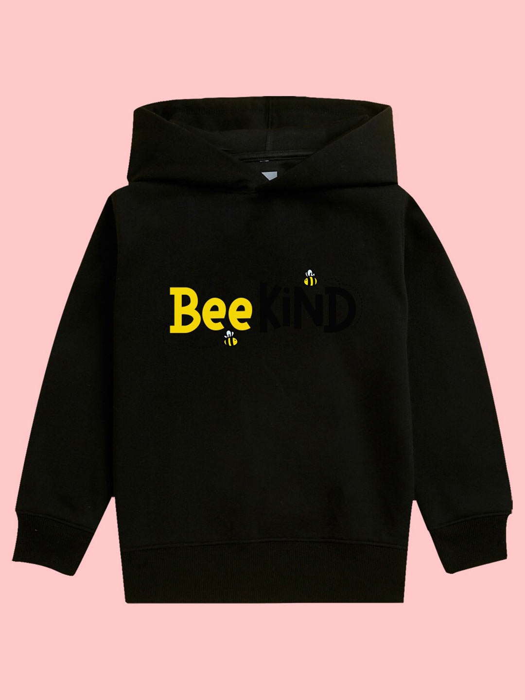 

BAESD Kids Typography Printed Hooded Fleece Pullover, Black