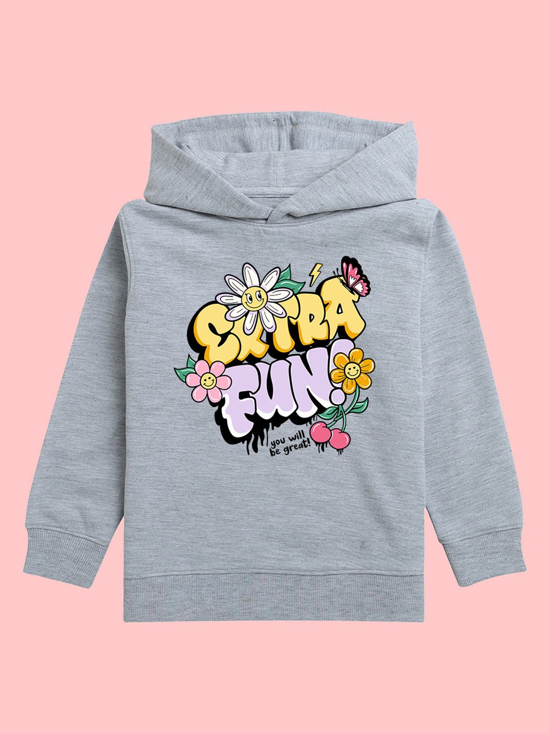 

BAESD Kids Graphic Printed Hooded Fleece Pullover Sweatshirt, Grey