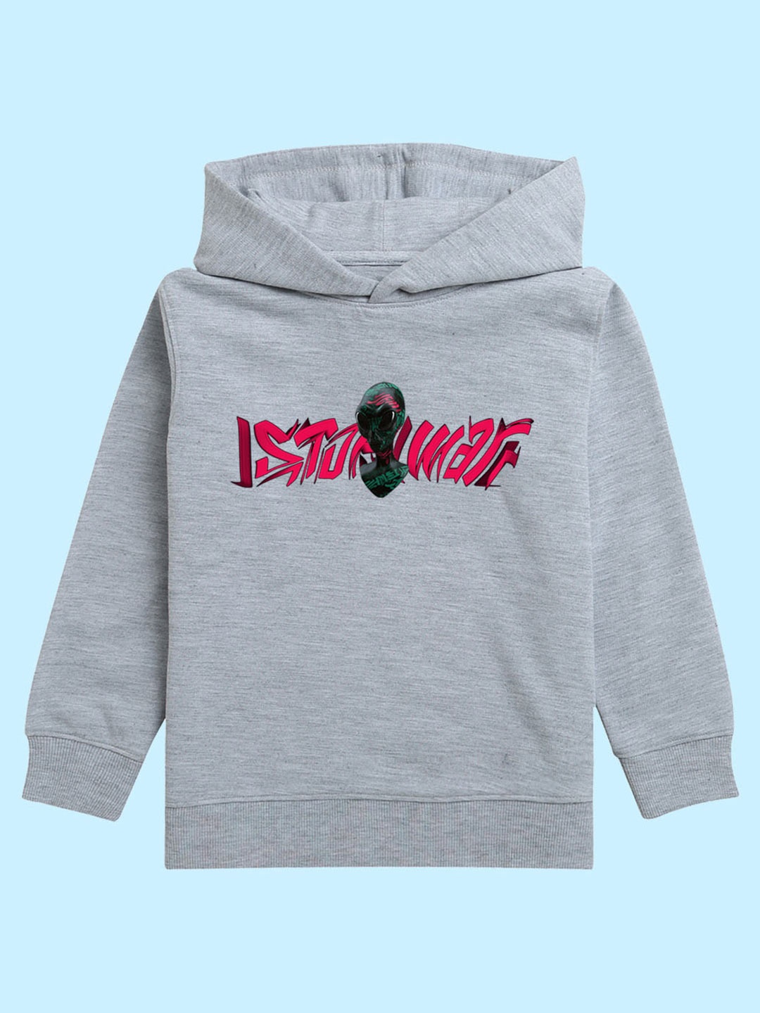 

BAESD Kids Printed Hooded Fleece Pullover, Grey