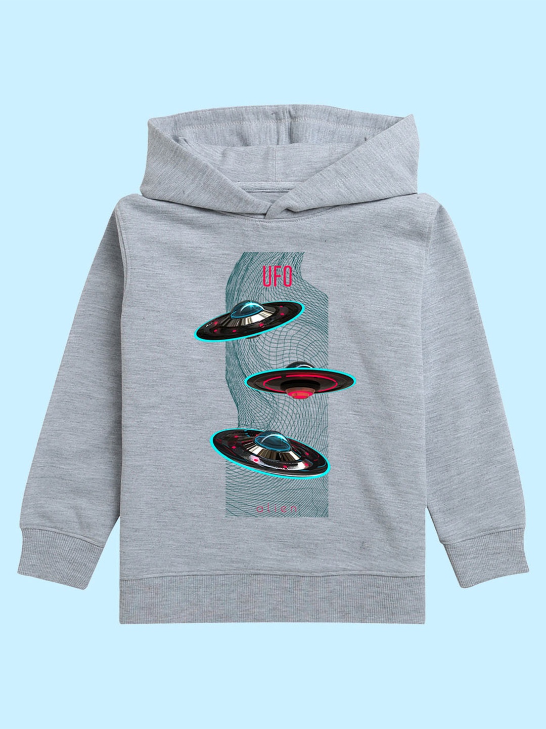 

BAESD Kids Printed Hooded Fleece Pullover, Grey