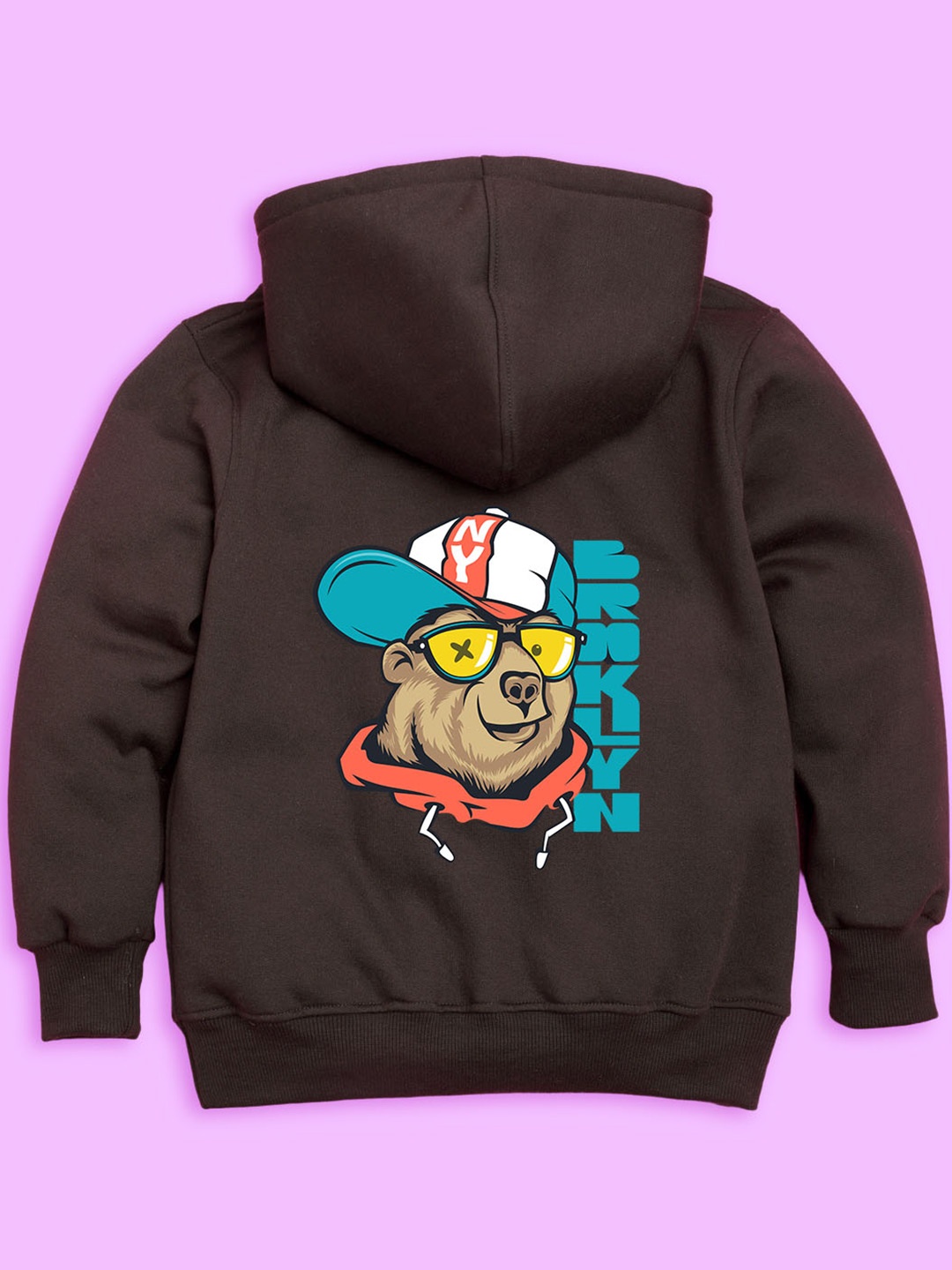 

BAESD Kids Printed Hooded Fleece Pullover, Brown