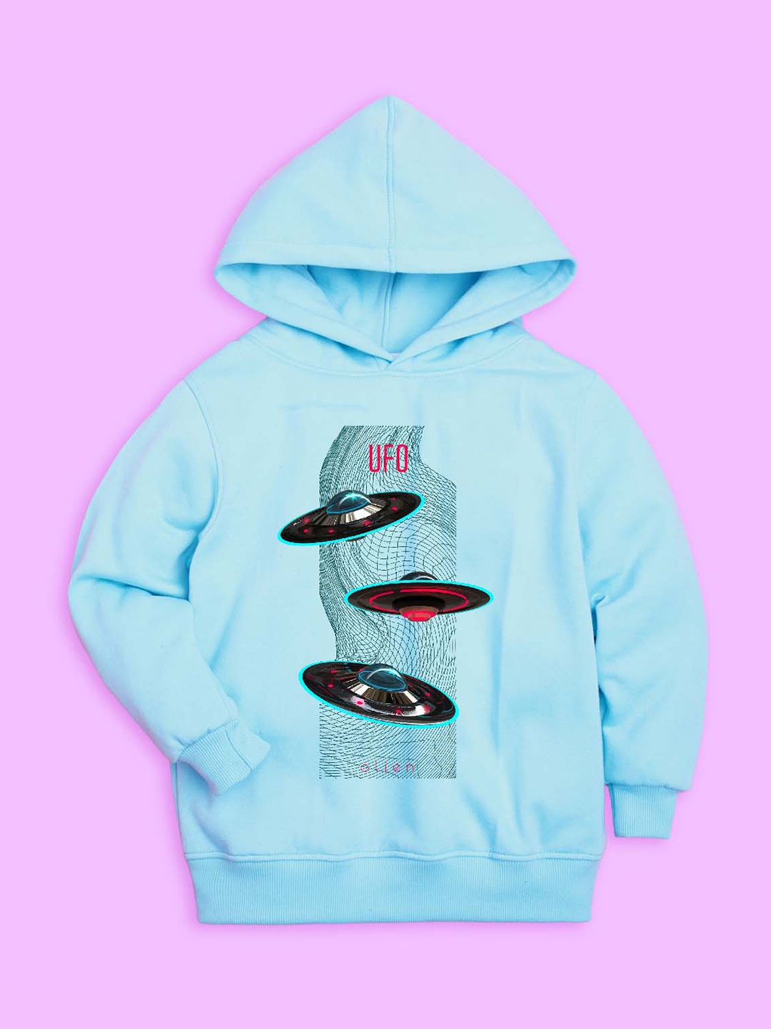 BAESD Kids Typography Printed Fleece Hooded Pullover, Blue