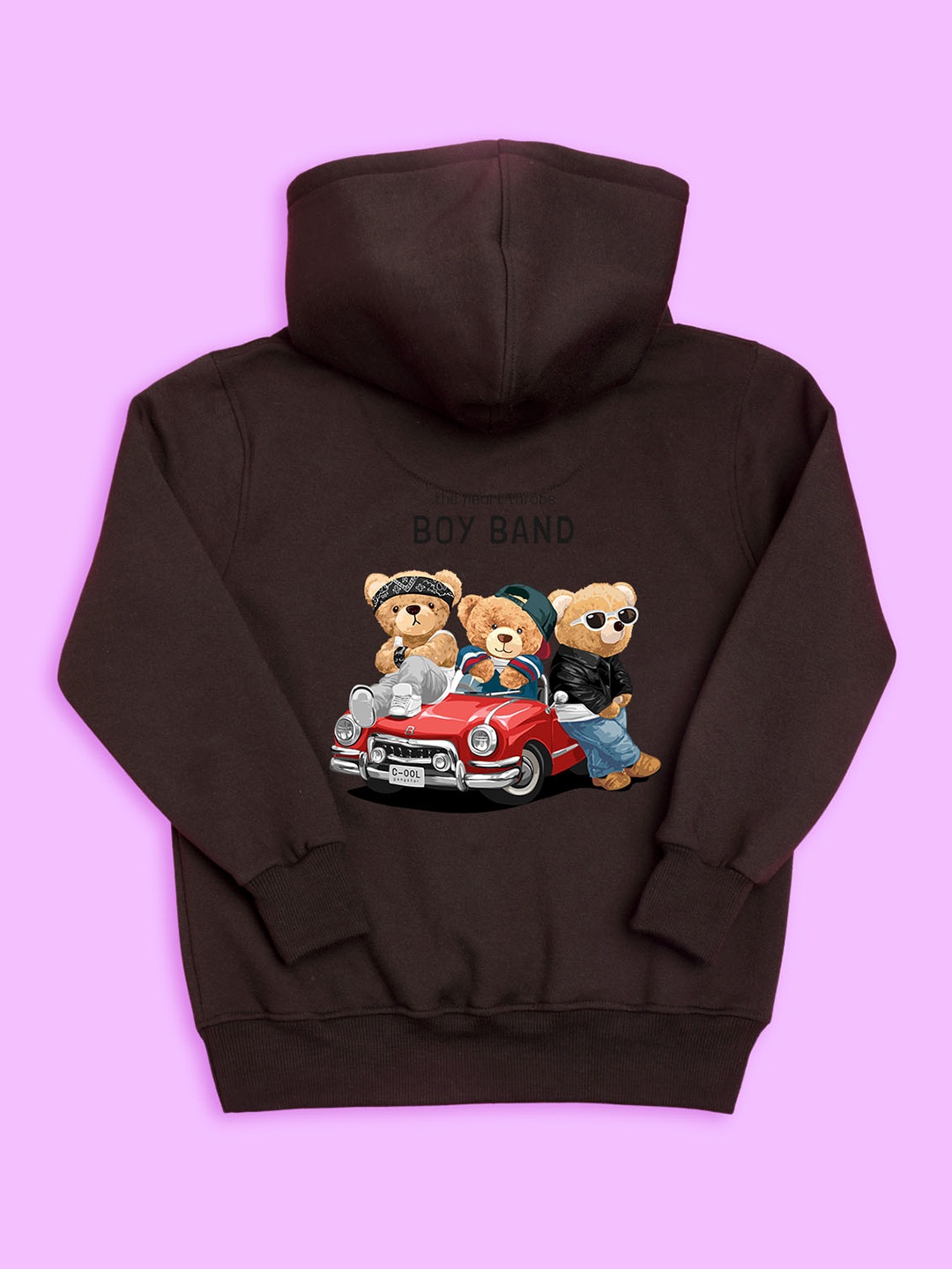 

BAESD Kids Teddy Bear Printed Hooded Fleece Pullover, Brown