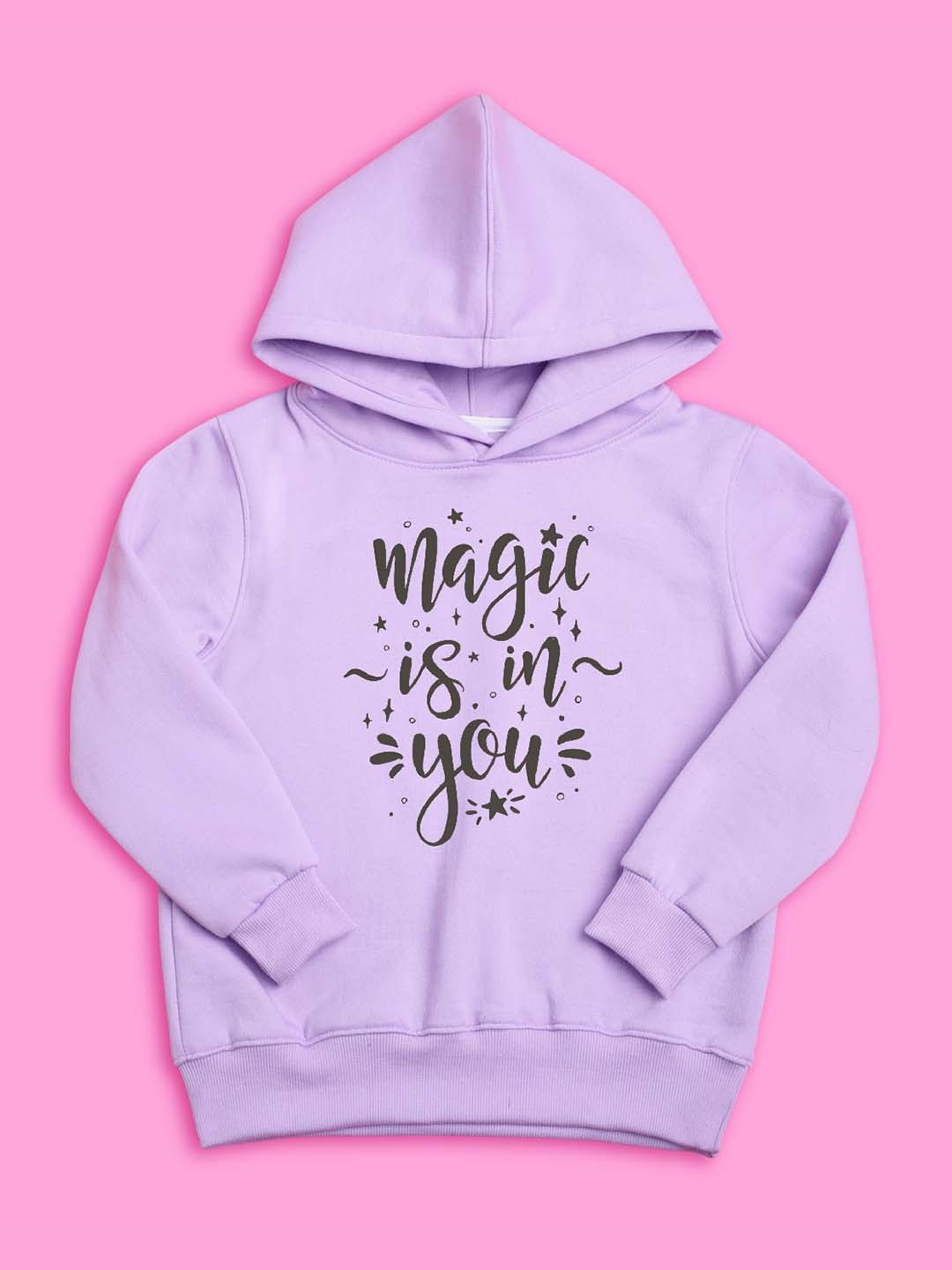 

BAESD Girls Typography Printed Hooded Fleece Pullover, Lavender