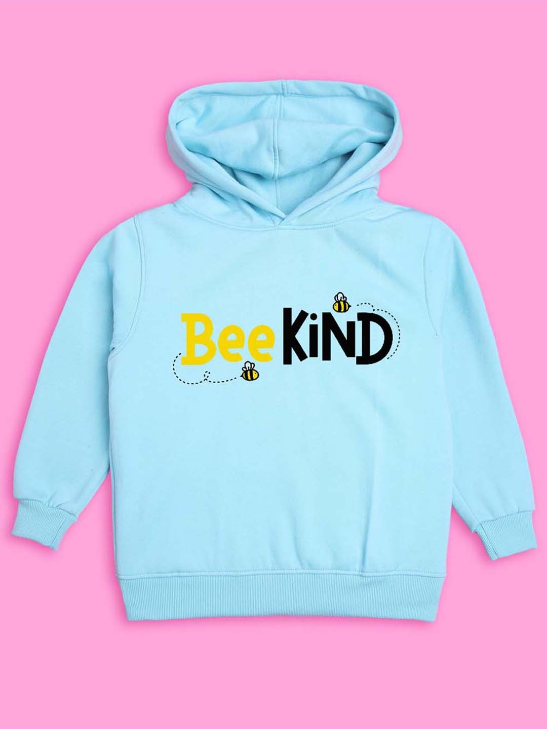 BAESD Girls Typography Printed Hooded Fleece Sweatshirt, Blue