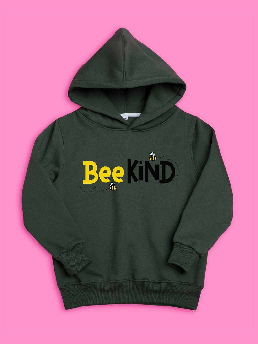 

BAESD Girls Typography Printed Hooded Fleece Sweatshirt, Olive