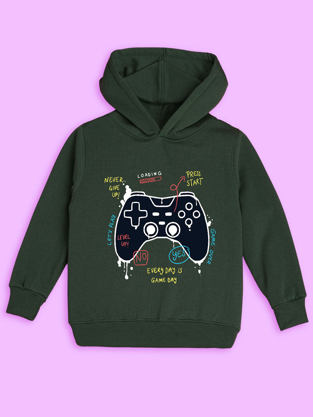 

BAESD Kids Graphic Printed Hooded Fleece Sweatshirt, Olive
