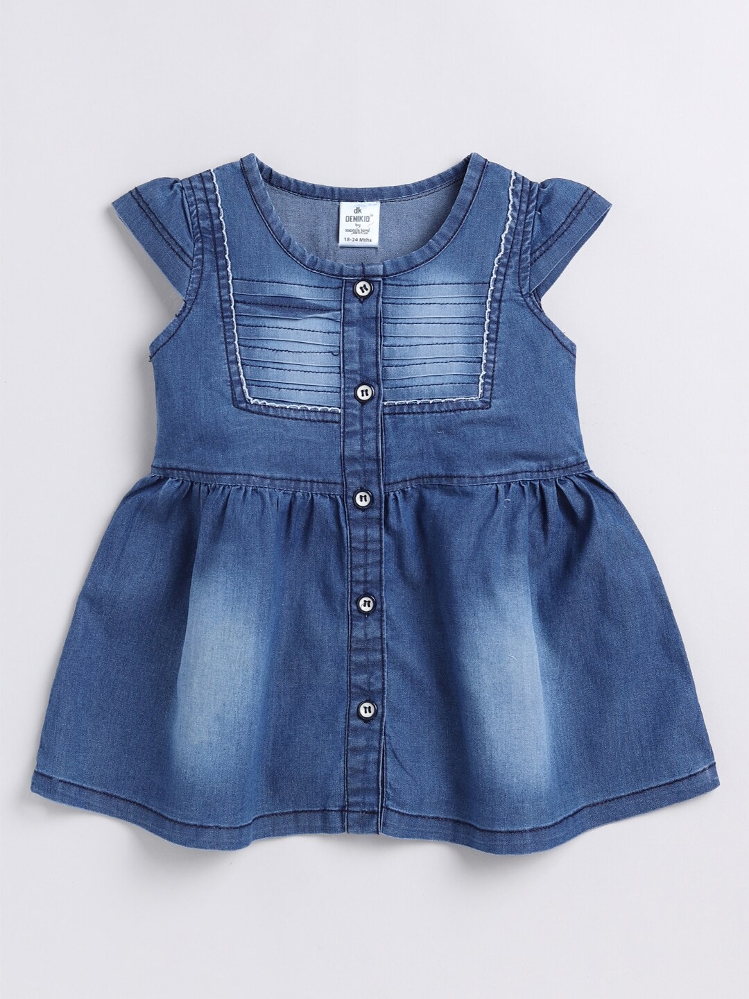 

DENIKID Girls Fit & Flare Cotton Dress, Blue