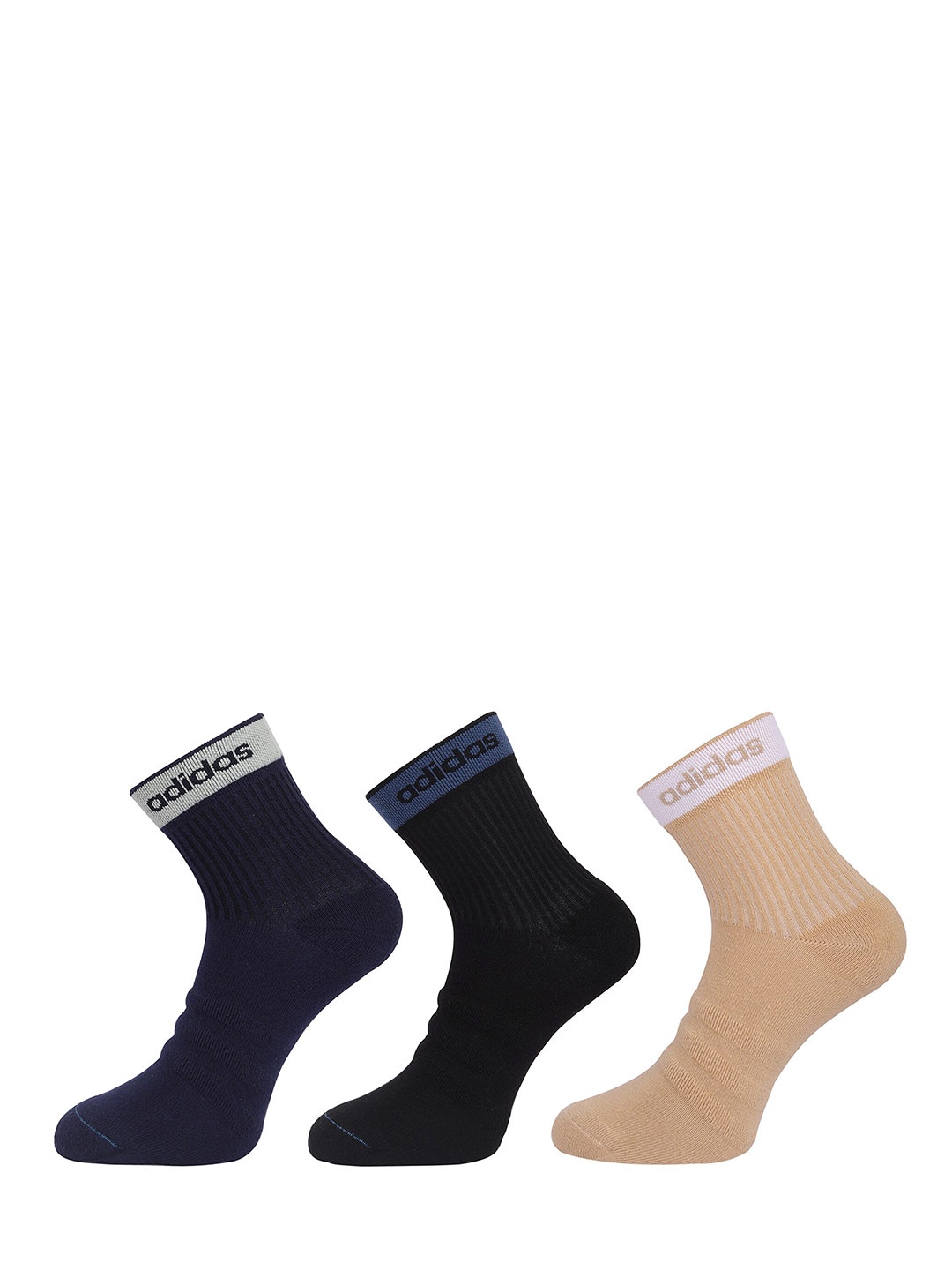 

ADIDAS Men Pack of 3 Heel & Toe Terry Ankle Socks, Black