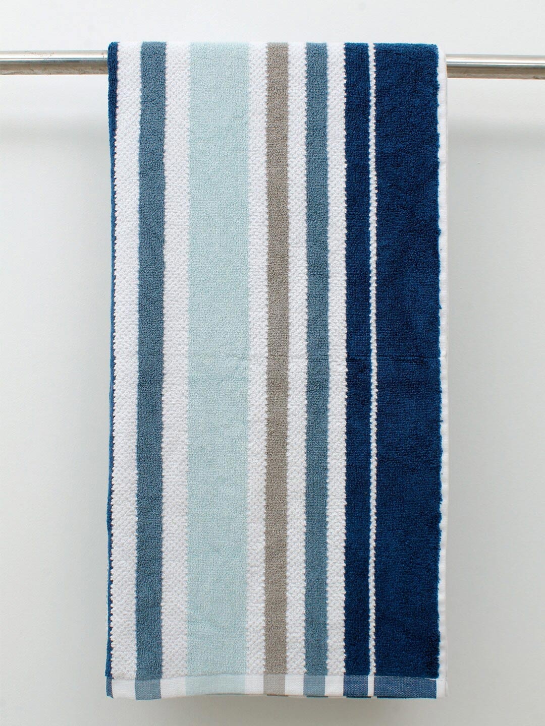

AVI Living Unisex Blue & White Striped Cotton 550 GSM Bath Towels