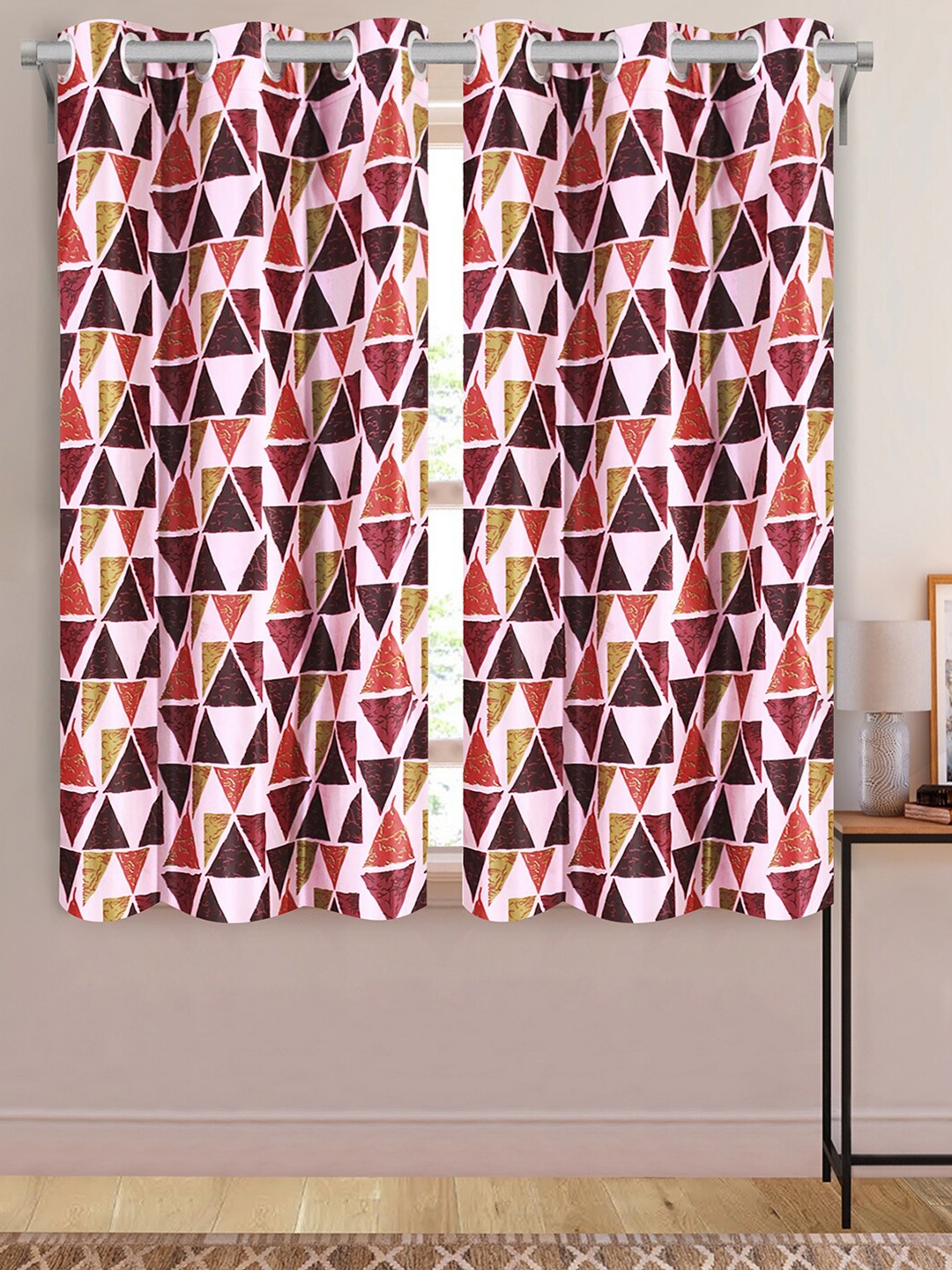 

Aura Yellow & Red 2 Pcs Geometric Printed Window Curtain