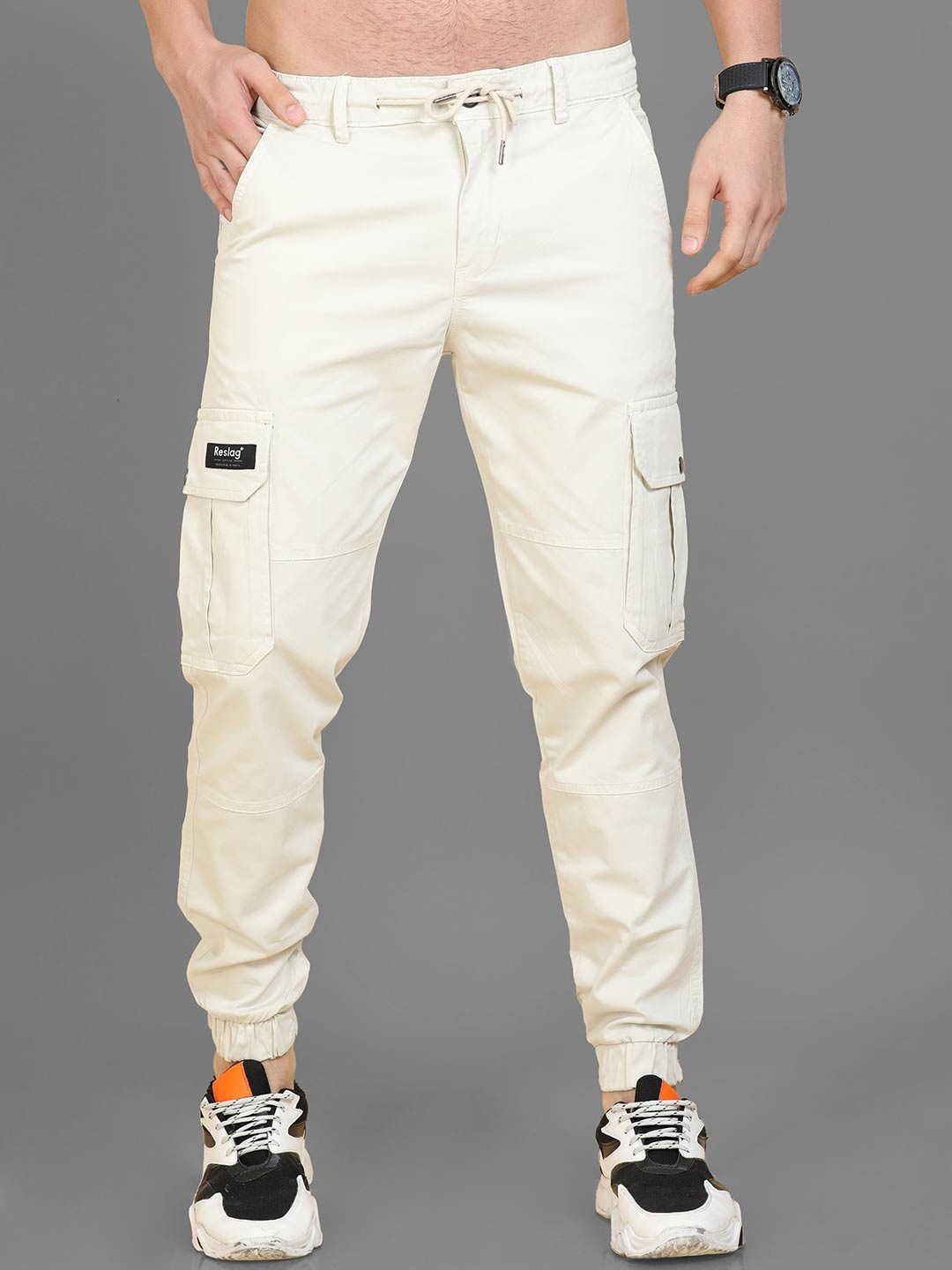 

Reslag Men Cotton Joggers, Cream