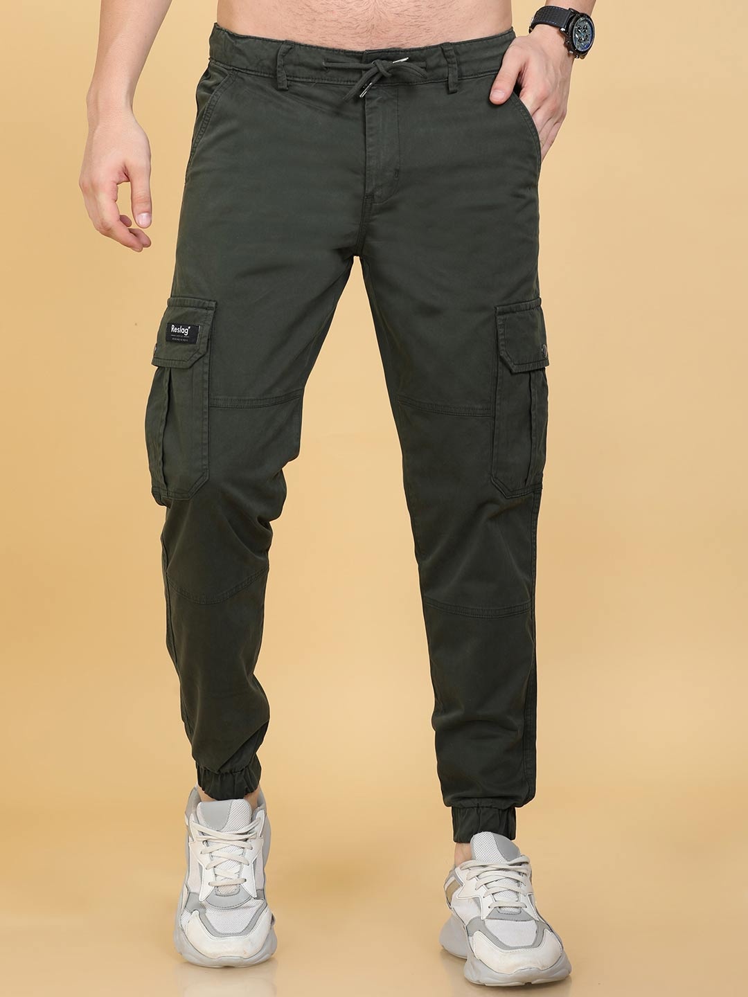 

Reslag Men Mid-Rise Cotton Cargos, Green