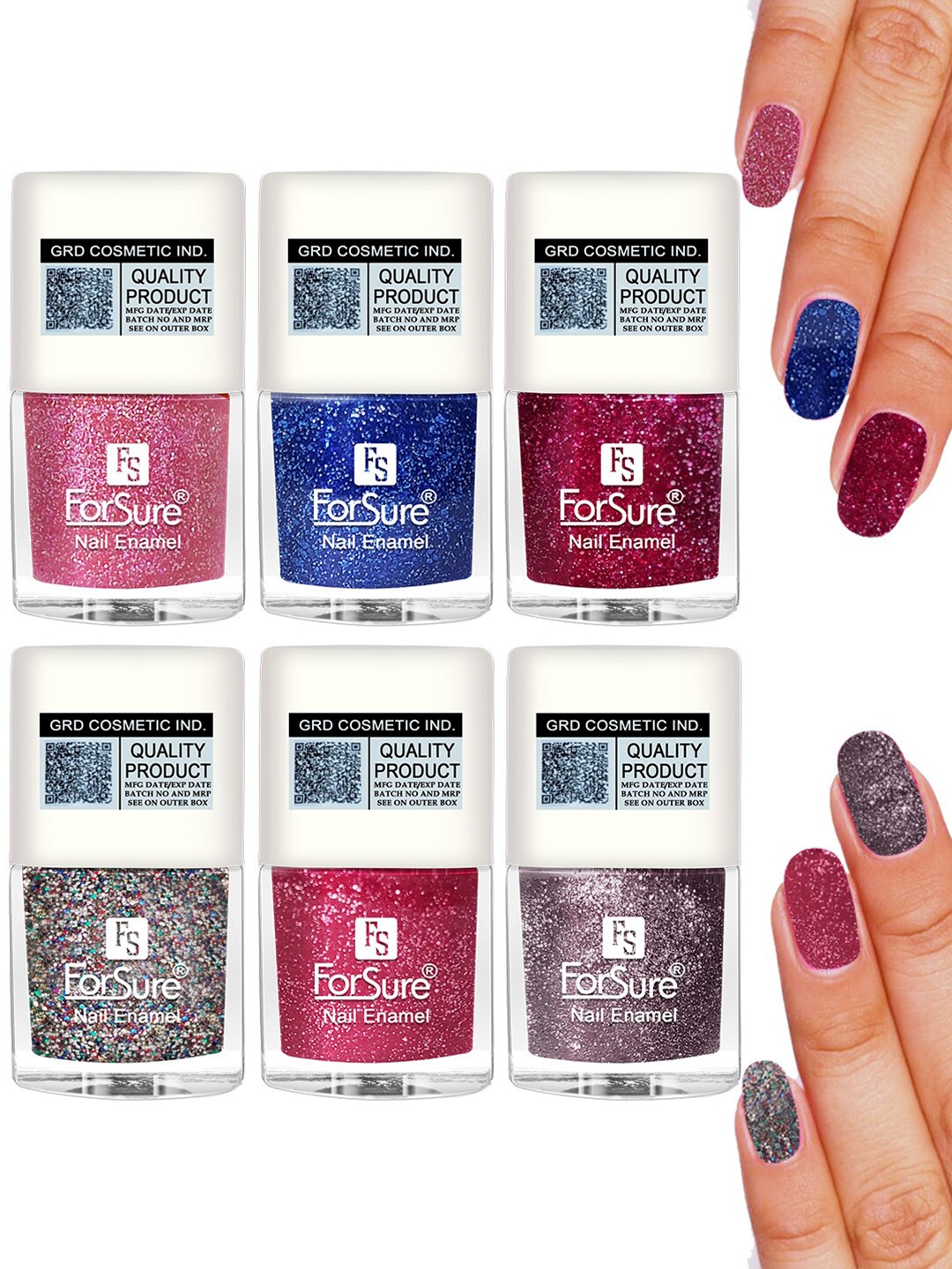 

ForSure High Shine Set Of 6 Glitter Nail Polish-5ml Each - 94-96-97-98-89-93, Lavender